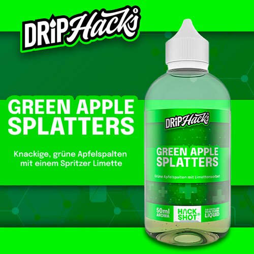 Drip Hacks - Green Apple Splatters - 50ml Aroma (Longfill) // Steuerware