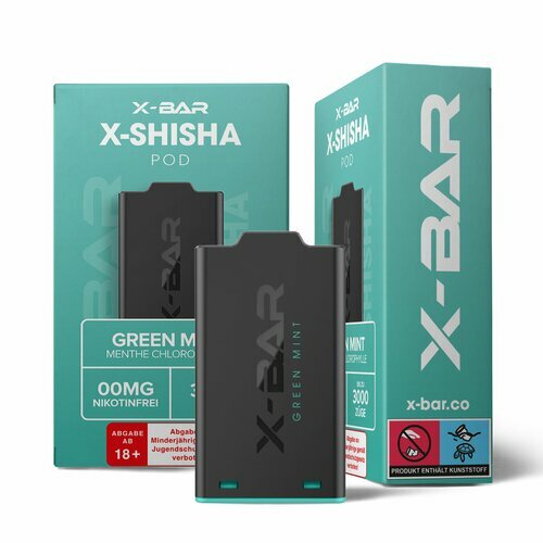 *NEW* X-Bar - X-Shisha - Pod - Cool Mint (0mg/ml) // German Tax Stamp