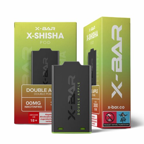 X-Bar - X-Shisha - Pod - Double Apple (0mg/ml - Nikotinfrei) // Steuerware