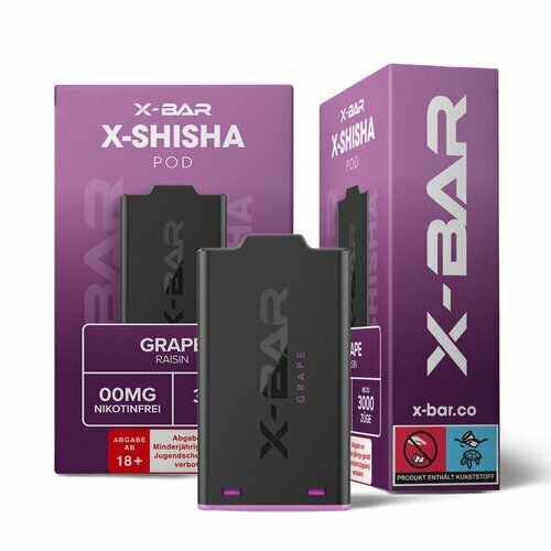 *NEW* X-Bar - X-Shisha - Pod - Grape (0mg/ml) // German...