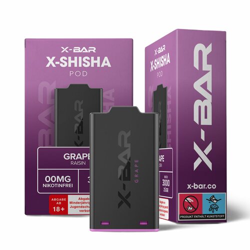 X-Bar - X-Shisha - Pod - Grape (0mg/ml - Nikotinfrei) // Steuerware