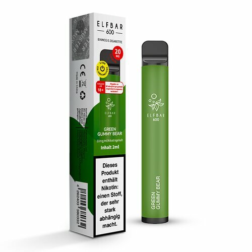 ELF Bar 600 - Green Apple (Green Gummy Bear) - 20mg/ml (Kindersicherung) // Steuerware