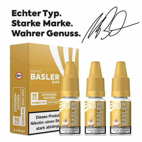 *NEU* Mario Basler - Gold - Zitronenkuchen - 10ml (Hybrid Nikotin) // Steuerware