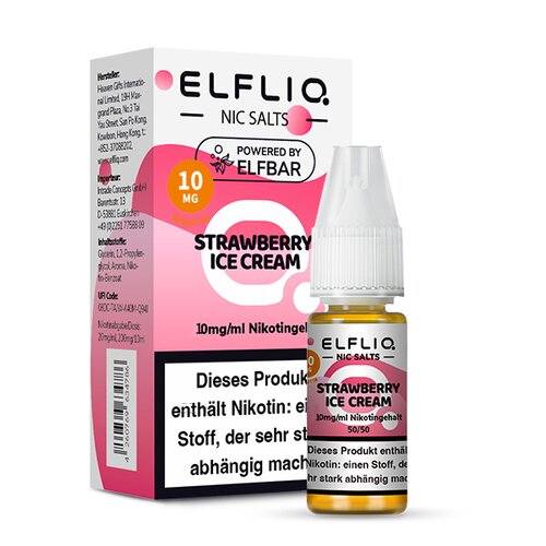 ELFLIQ - Strawberry Ice Cream - 10ml - 10mg/ml - Nikotinsalz // Steuerware