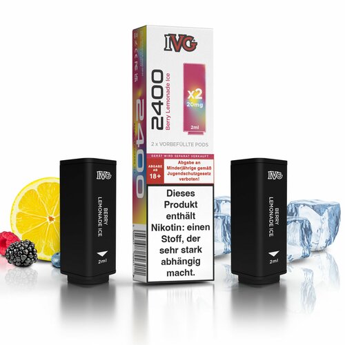 *NEU* IVG 2400 - 4-Pod System - Prefilled Pods (2 Stück) - Berry Lemonade Ice  - 20mg // Steuerware
