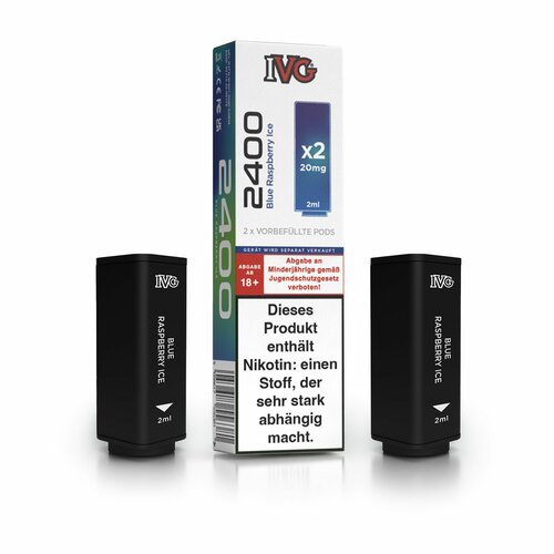 *NEU* IVG 2400 - 4-Pod System - Prefilled Pods (2 Stück) - Blue Raspberry Ice  - 20mg // Steuerware