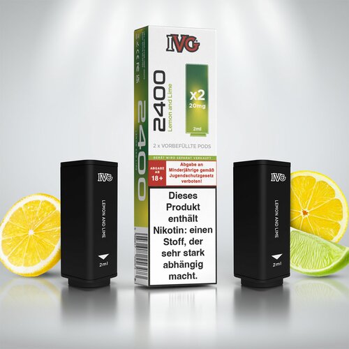 *NEU* IVG 2400 - 4-Pod System - Prefilled Pods (2 Stück) - Lemon and Lime  - 20mg // Steuerware