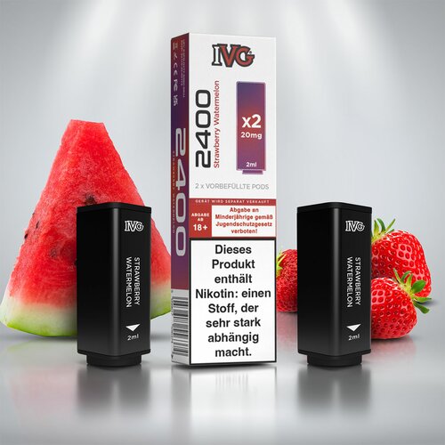 *NEU* IVG 2400 - 4-Pod System - Prefilled Pods (2 Stück) - Strawberry Watermelon - 20mg // Steuerware
