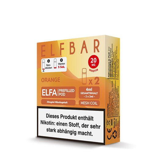 *NEU* ELF Bar - ELFA - Prefilled Pods (2 Stück) - Orange - 20mg/ml // Steuerware