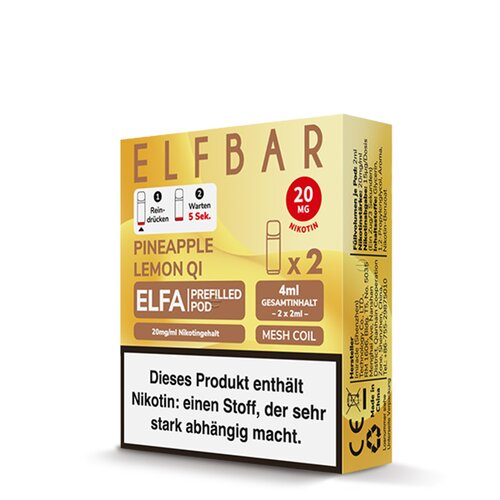 *NEU* ELF Bar - ELFA - Prefilled Pods (2 Stück) - Pineapple Lemon Qi - 20mg/ml // Steuerware