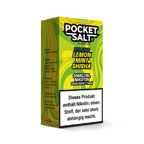 *NEU* Drip Hacks - Pocket Salt - Lemon Mint Shisha - 10ml - 20mg/ml - Nikotinsalz // Steuerware