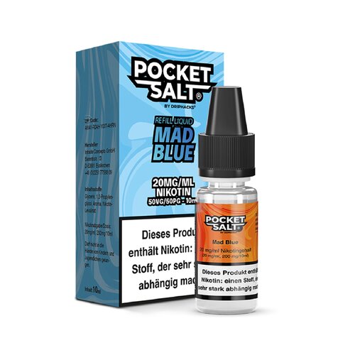 *NEU* Drip Hacks - Pocket Salt - Mad Blue - 10ml - 20mg/ml - Nikotinsalz // Steuerware
