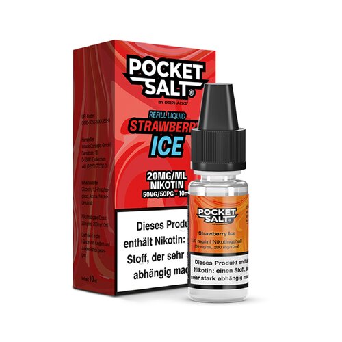 *NEW* Drip Hacks - Pocket Salt - Strawberry Ice - 10ml - 20mg/ml - NicSalt // German Tax Stamp