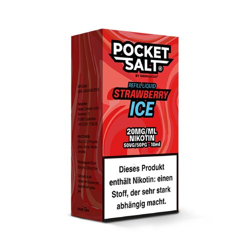 *NEW* Drip Hacks - Pocket Salt - Strawberry Ice - 10ml - 20mg/ml - NicSalt // German Tax Stamp