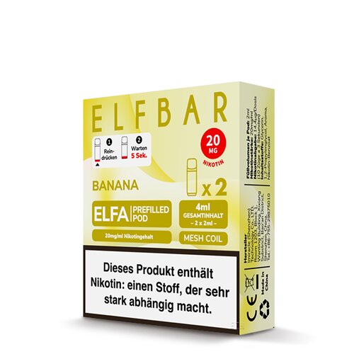 ELF Bar - ELFA - Prefilled Pods (2 Stück) - Banana - 20mg/ml // Steuerware
