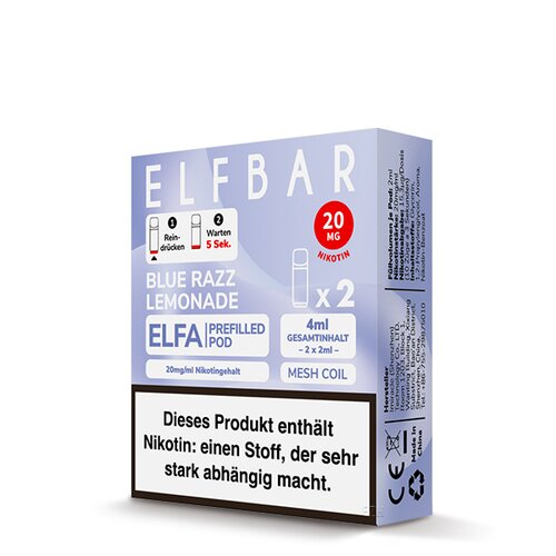 ELF Bar - ELFA - Prefilled Pods (2 Stück) - Blue Razz Lemonade - 20mg/ml // Steuerware