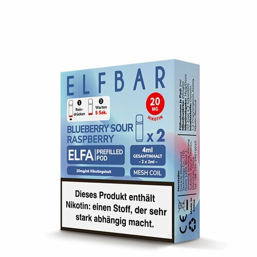 *NEU* ELF Bar - ELFA - Prefilled Pods (2 Stück) - Blueberry Sour Raspberry - 20mg/ml // Steuerware