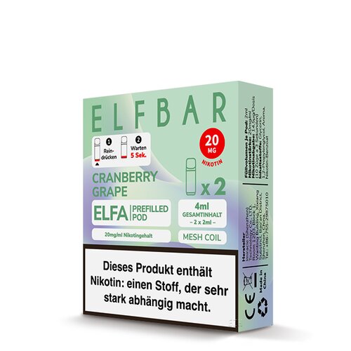 ELF Bar - ELFA - Prefilled Pods (2 Stück) - Cranberry Grape - 20mg/ml // Steuerware
