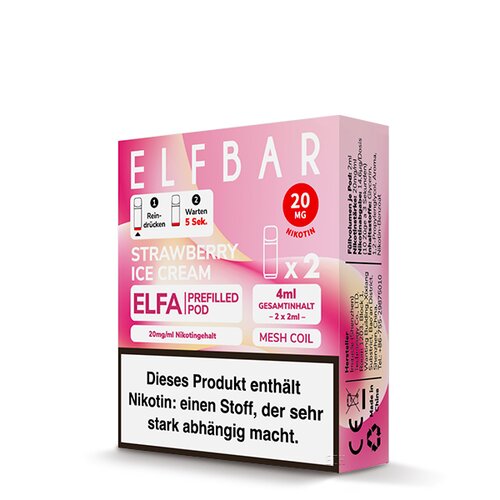 ELF Bar - ELFA - Prefilled Pods (2 pcs) - Strawberry Ice...